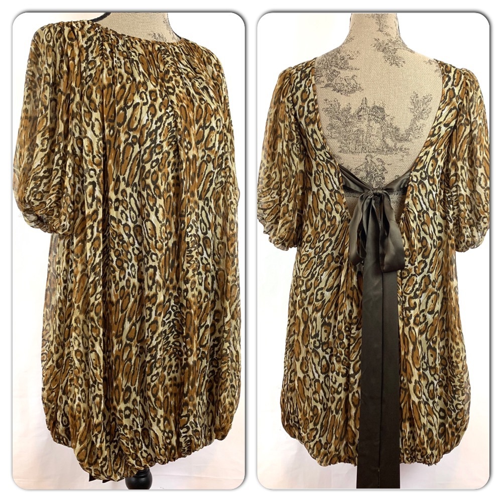 Malene Birger Leopard Silk Chiffon Bubble Mini/36